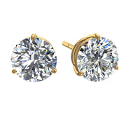 Boucles d'oreilles diamants naturels ronds 3.00 carats or jaune Cristina